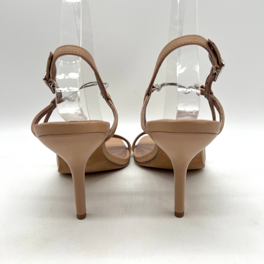 Diane Von Furstenberg Sandals Women 8 Tan Stiletto Ankle Strap Chain Detail - Picture 4 of 12
